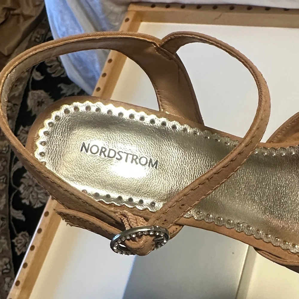 Nordstrom Nude Sandals with Bow Accent
